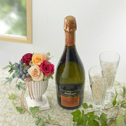【日比谷花壇】スパークリングワインとプリザーブドフラワーのセット