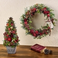 【日比谷花壇】クリスマス ドライリースとツリーのセット「ノエル ド ルージュ」